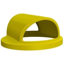 42 Gallon Yellow Slatted Trash Receptacle, 2-Way Open Lid -container 42 gallon trash receptacle yellow plastic 2 way open lid 1