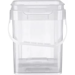 4 Gallon Clarified Square Plastic Pail W/Plastic Handle 10 4 Gallon Clarified Square Plastic Pail W/Plastic Handle -container 4 gallon clarified square plastic pail with plastic handle 56wmc4 4