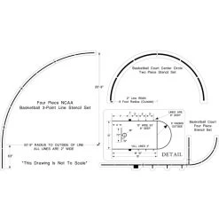 NCAA Basketball Court Stencil Kit, 20' 9" High, 1/8" Thick