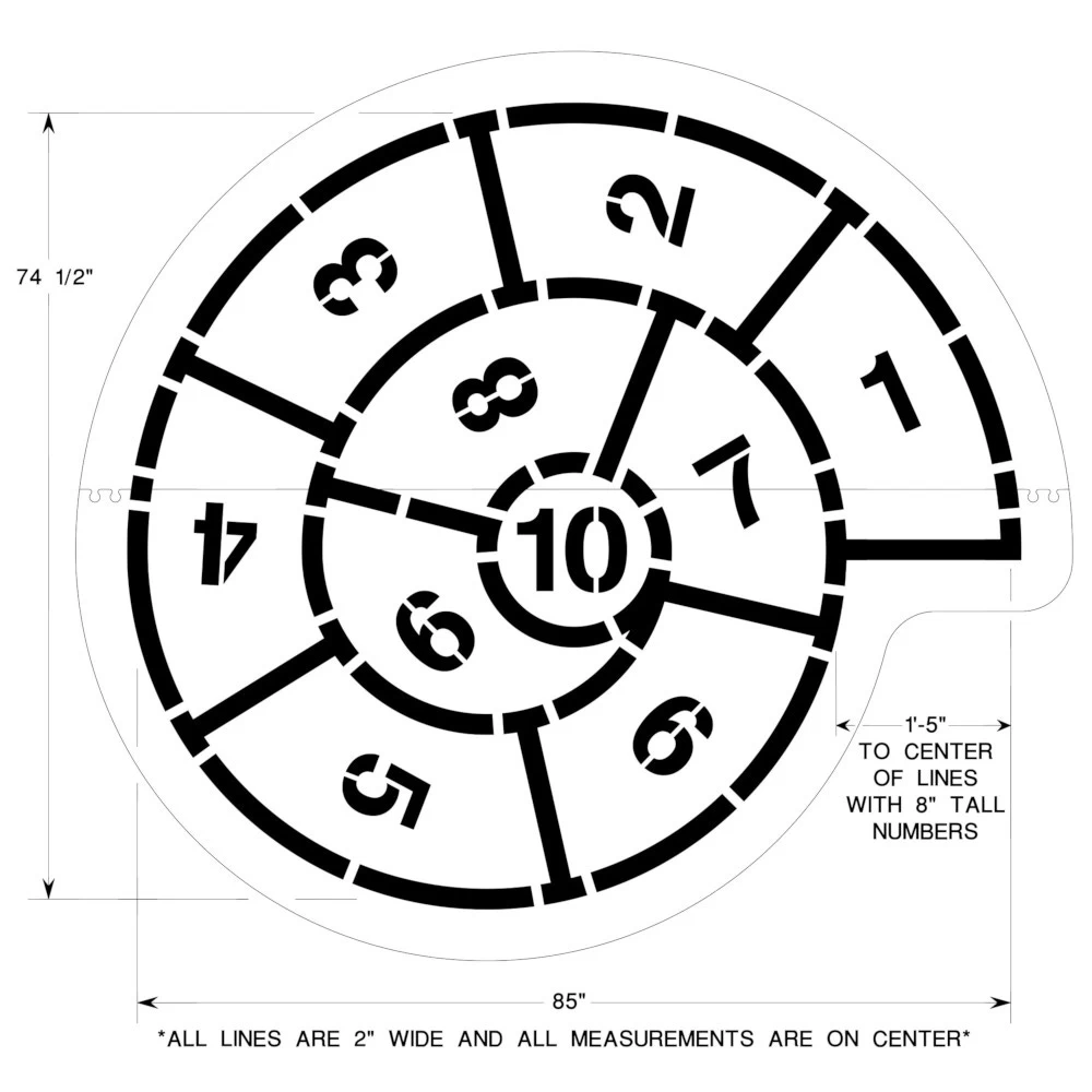 Snail Hopscotch Playground Stencil, 74-1/2" High, 1/8" Thick 3 Snail Hopscotch Playground Stencil, 74-1/2" High, 1/8" Thick