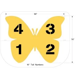 Butterfly Four Square Playground Stencil, 76" High, 1/8" Thick