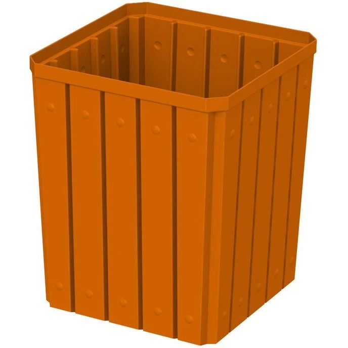52 Gallon Orange Square Slatted Trash Receptacle, 4-Way Open Lid 4 52 Gallon Orange Square Slatted Trash Receptacle, 4-Way Open Lid - Image 2