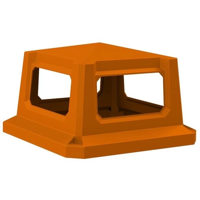 52 Gallon Orange Square Slatted Trash Receptacle, 4-Way Open Lid 5 52 Gallon Orange Square Slatted Trash Receptacle, 4-Way Open Lid - Image 3