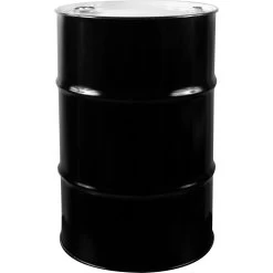 55 Gallon Black Tight Head Steel Drum, UN Rated, 2" & 3/4" NPT Fittings, Buna Gasket, Unlined