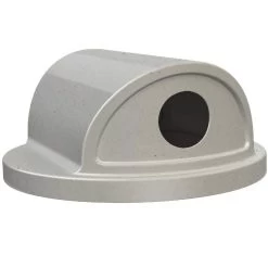 55 Gallon Light Granite Recycling Receptacle, 2-Way (Dual 5" Opening) Lid -container 55 gallon recycling receptacle light granite 2 way open lid