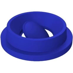 55 Gallon Blue Trash Receptacle, Funnel Top Bug Barrier Lid -container 55 gallon trash receptacle blue funnel top bug barrier lid