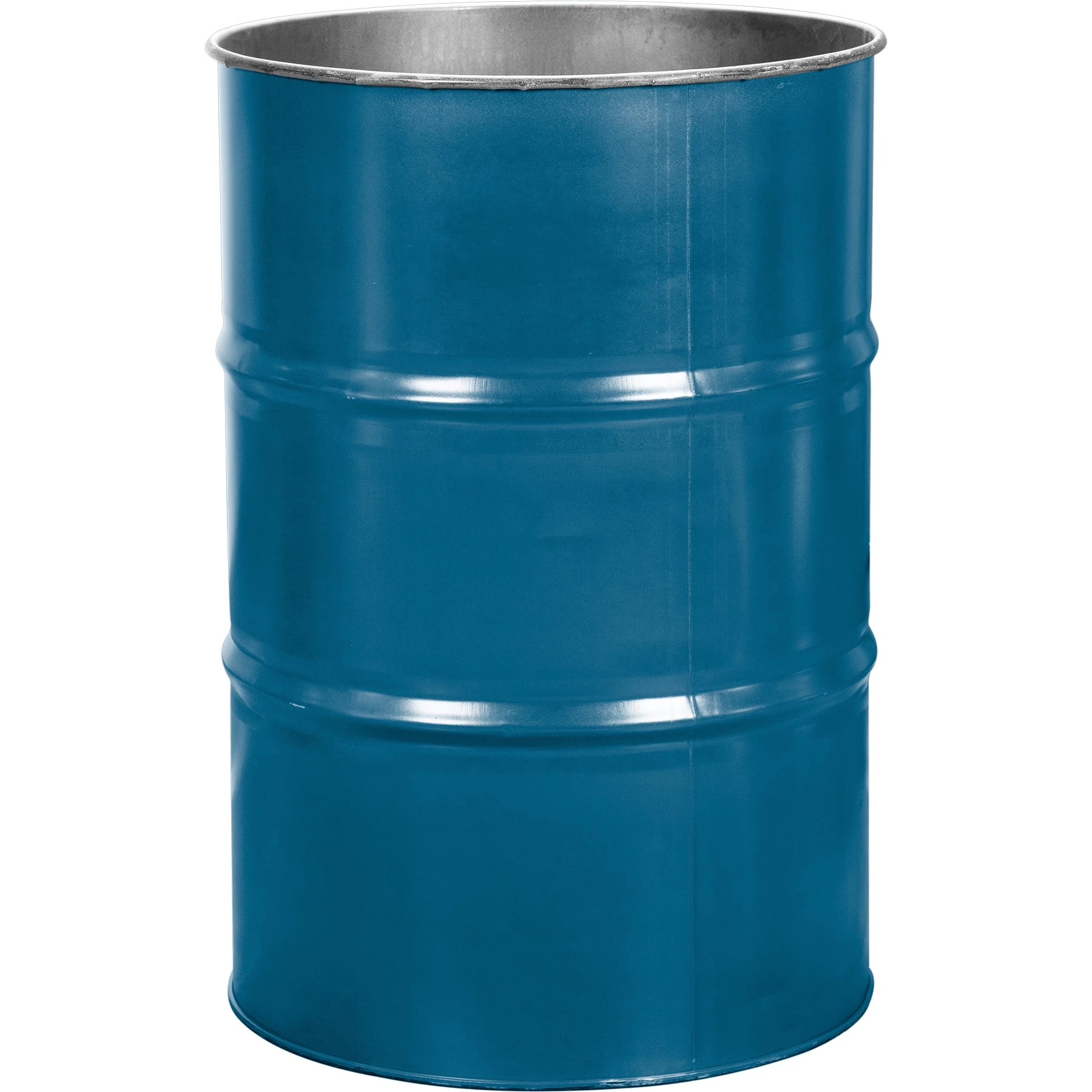 55 Gallon Chevron Blue Steel Drum, Reconditioned (No Cover)