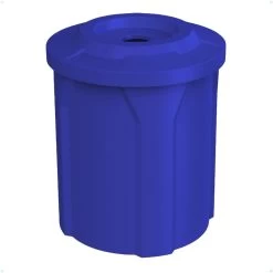 42 Gallon Blue Recycling Receptacle, Flat Top 4" Opening