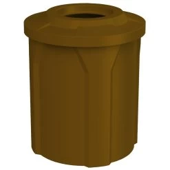 42 Gallon Brown Trash Receptacle, Flat Top 11.5" Opening Lid
