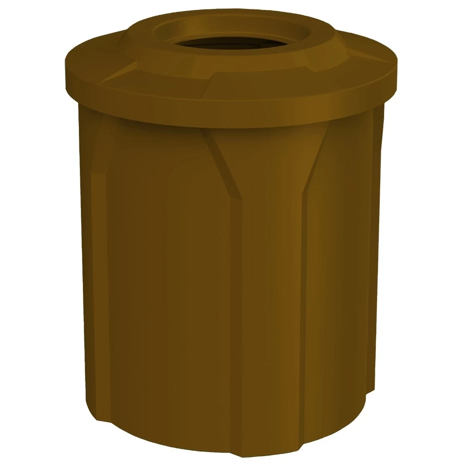 42 Gallon Brown Trash Receptacle, Flat Top 11.5" Opening Lid 3 42 Gallon Brown Trash Receptacle, Flat Top 11.5" Opening Lid