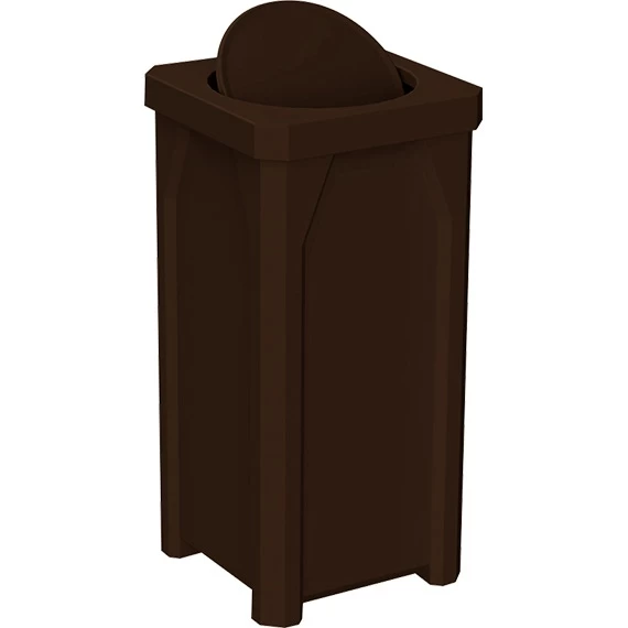 22 Gallon Brown Square Trash Receptacle, Bug Barrier Lid 3 22 Gallon Brown Square Trash Receptacle, Bug Barrier Lid