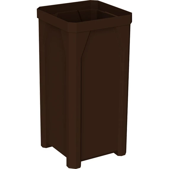 22 Gallon Brown Square Trash Receptacle, Bug Barrier Lid 4 22 Gallon Brown Square Trash Receptacle, Bug Barrier Lid - Image 2