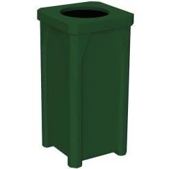 22 Gallon Green Square Trash Receptacle, 11.5" Opening Lid