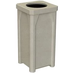 22 Gallon Beige Granite Square Trash Receptacle, 11.5" Opening Lid
