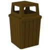 52 Gallon Brown Square Slatted Trash Receptacle, 4-Way Open Lid -container 56bg46 1