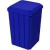 32 Gallon Blue Slatted Square Trash Receptacle, Flat Lid Dust Cover -container 56bj14 1