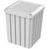 52 Gallon White Square Slatted Trash Receptacle, Flat Lid Dust Cover -container 56bj52 1 13