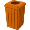 32 Gallon Orange Slatted Square Trash Receptacle, Flat Top 11.5" Opening Lid -container 56bm19 1
