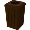 32 Gallon Brown Granite Slatted Square Trash Receptacle, Flat Top 11.5" Opening Lid