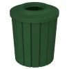 42 Gallon Green Slatted Trash Receptacle, Flat Top 11.5" Opening Lid