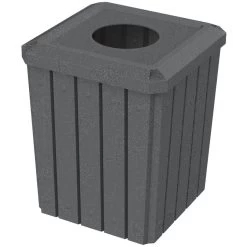 52 Gallon Dark Granite Square Slatted Trash Receptacle, 11.5" Opening Lid