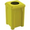32 Gallon Yellow Square Trash Receptacle, Flat Top 11.5" Opening Lid