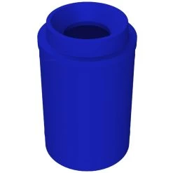 55 Gallon Blue Trash Receptacle, Funnel Top 11.5" Opening