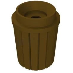 42 Gallon Brown Slatted Recycling Receptacle, Funnel Top 5" Opening