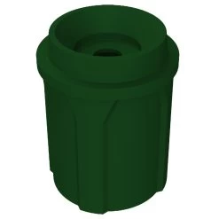 42 Gallon Green Recycling Receptacle, Funnel Top 5" Opening