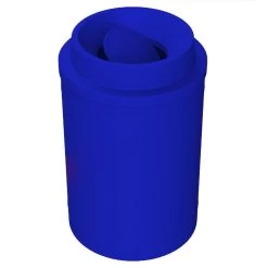 55 Gallon Blue Trash Receptacle, Funnel Top Bug Barrier Lid
