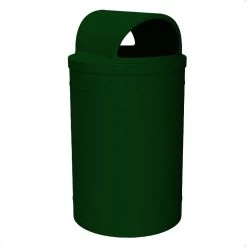 55 Gallon Green Granite Trash Receptacle, 2-Way Open Lid
