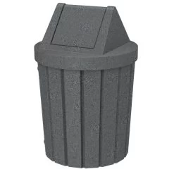 42 Gallon Dark Granite Slatted Trash Receptacle, Swing Top Lid