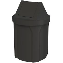 42 Gallon Black Trash Receptacle, Swing Top Lid