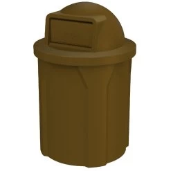 42 Gallon Brown Trash Receptacle, Dome Top Lid