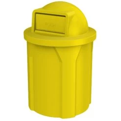 42 Gallon Yellow Trash Receptacle, Dome Top Lid