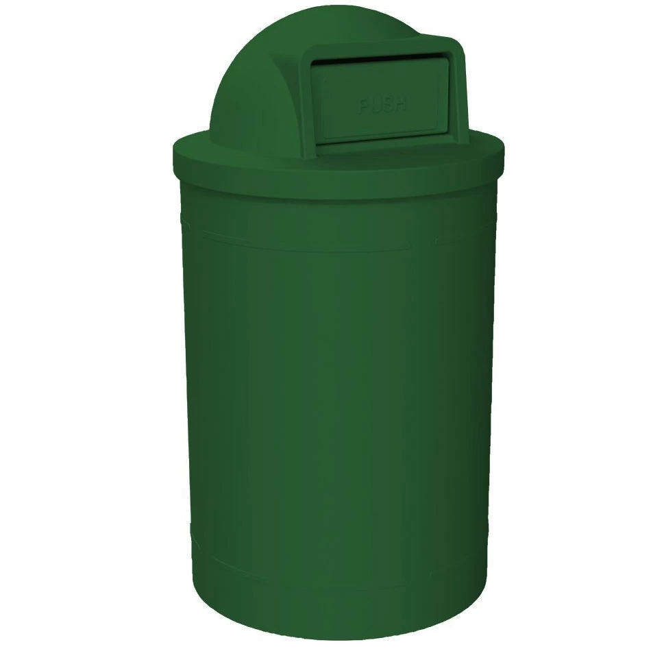 55 Gallon Green Trash Receptacle, Dome Top Lid 3 55 Gallon Green Trash Receptacle, Dome Top Lid