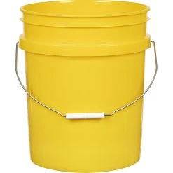 Paragon 5 Gallon Yellow Plastic Pail (90 Mil) W/ Metal Handle (P5 Series) -container 56w05y 2 2 2