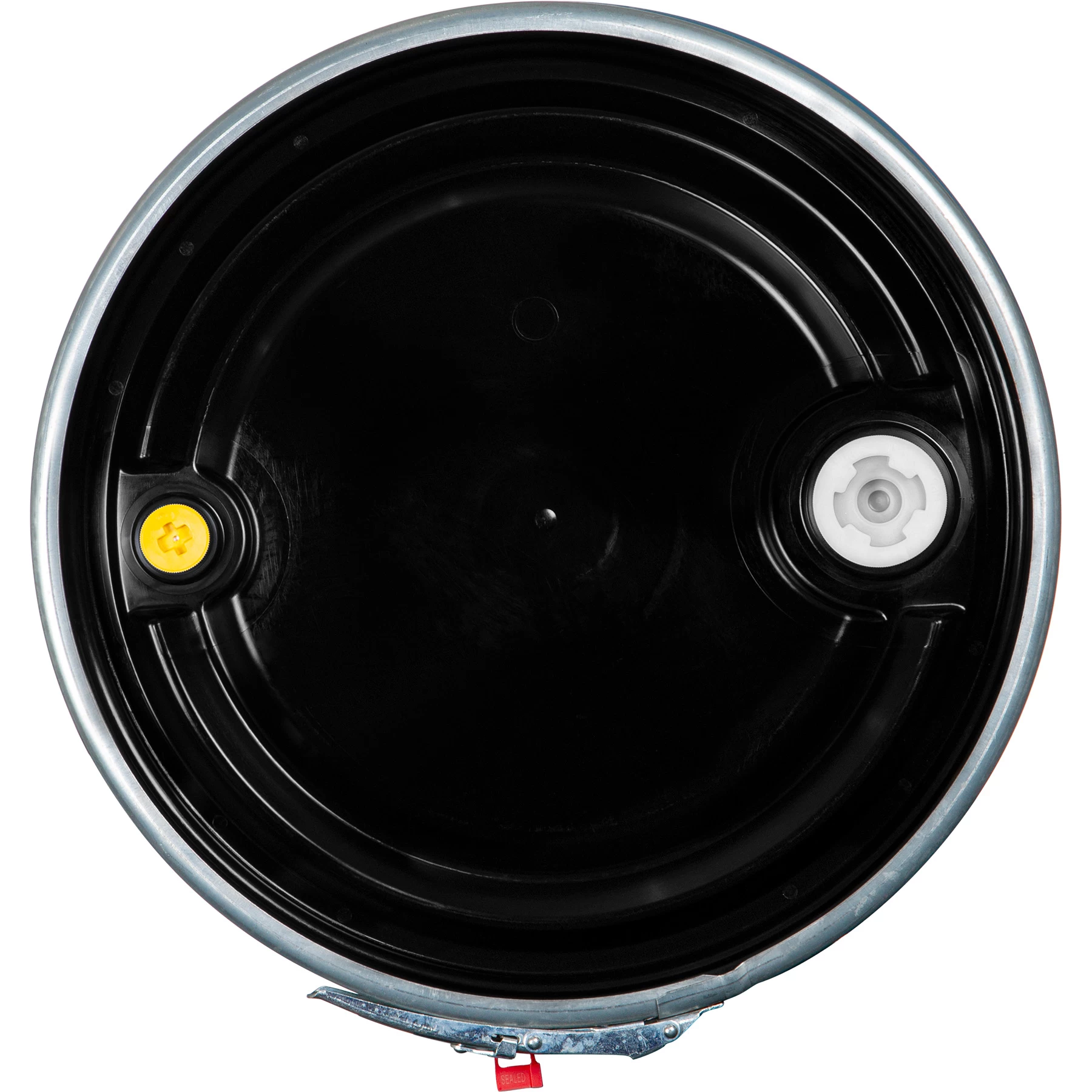 57 Gallon Blue Plastic Drum, UN Rated, 2” & 3/4” Fittings, Black Cover W/Lever Lock Ring 4 57 Gallon Blue Plastic Drum, UN Rated, 2” & 3/4” Fittings, Black Cover W/Lever Lock Ring - Image 2