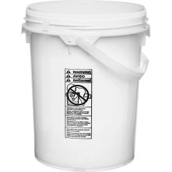 5 Gallon White Plastic Pail W/ Plastic Handle, Threaded Opening, UN Rated