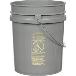 5 Gallon Gray Plastic Pail W/Metal Handle, UN Rated (P6 Series)
