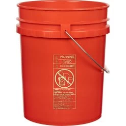 5 Gallon Red Plastic Pail With Metal Handle, UN Rated (P6 Series)