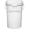 6.5 Gallon White Plastic Pail W/Plastic Handle, Threaded Opening, Life Latch, UN Rated