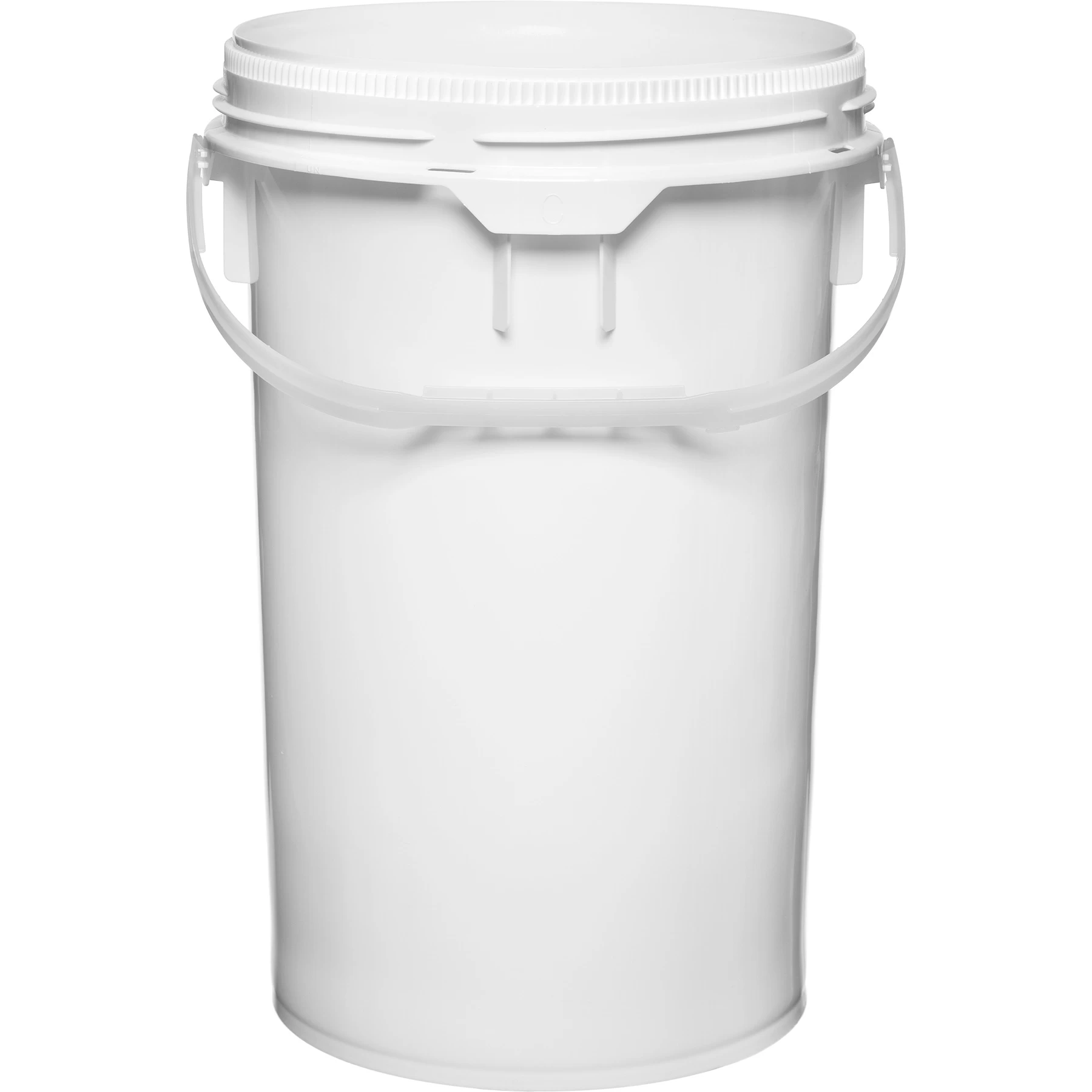 6.5 Gallon White Plastic Pail W/Plastic Handle, Threaded Opening, Life Latch, UN Rated 3 6.5 Gallon White Plastic Pail W/Plastic Handle, Threaded Opening, Life Latch, UN Rated