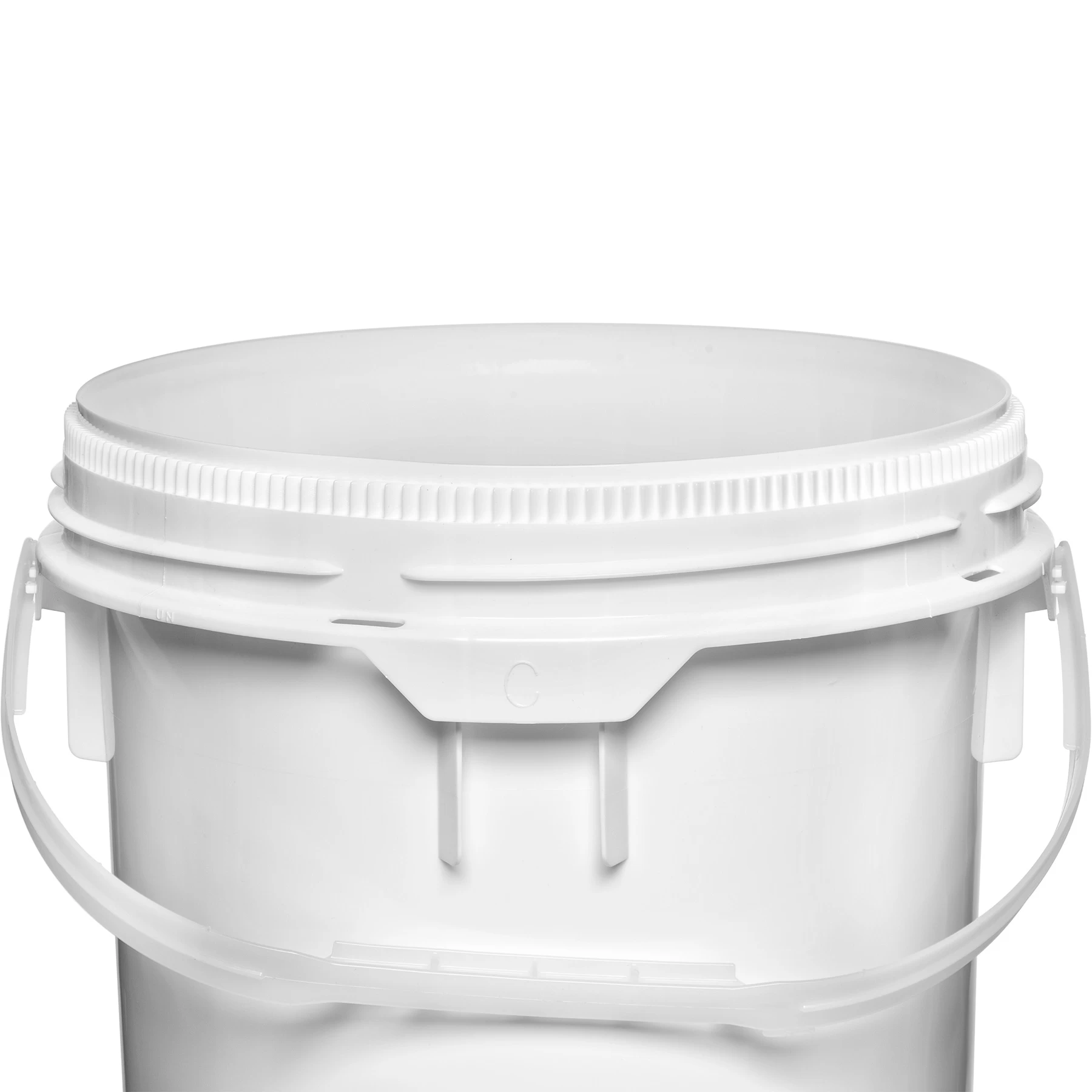 6.5 Gallon White Plastic Pail W/Plastic Handle, Threaded Opening, Life Latch, UN Rated 5 6.5 Gallon White Plastic Pail W/Plastic Handle, Threaded Opening, Life Latch, UN Rated - Image 3