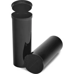 60 Dram Black Opaque Plastic Pop Top Container, 75/cs
