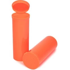 60 Dram Orange Opaque Plastic Pop Top Container, 75/cs