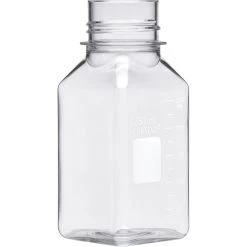 250ml Clear PET Plastic Square Media Bottle W/Cap, 24/cs (Corning® #431531) -container 68w531 4