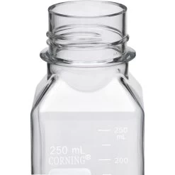 250ml Clear PET Plastic Square Media Bottle W/Cap, 24/cs (Corning® #431531) -container 68w531 5