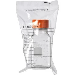 250ml Clear PET Plastic Square Media Bottle W/Cap, 24/cs (Corning® #431531) -container 68w531 6