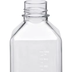 1L Clear PET Plastic Square Media Bottle W/Cap, 24/cs (Corning® #431533) -container 68w533 5
